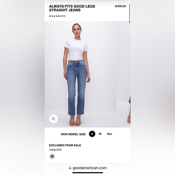 Good American Denim - Good American Always Fits (size 14-18 Plus) Straight Leg Jean in Indigo316